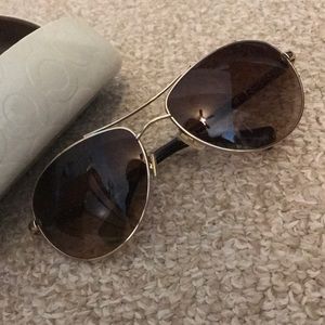 Gold Frame Brown Lens Aviator Sunglasses - Women Accessories